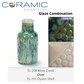 Moss Creek EL208 over Oyster Shell EL101 Glaze Combination Moss Creek EL208 over Oyster Shell EL101 Glaze Combination